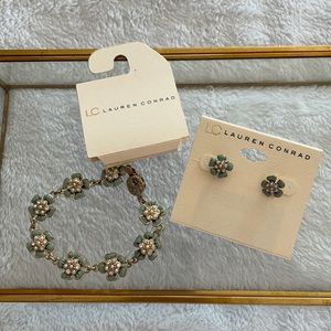 LC Lauren Conrad teal bracelet & earring set